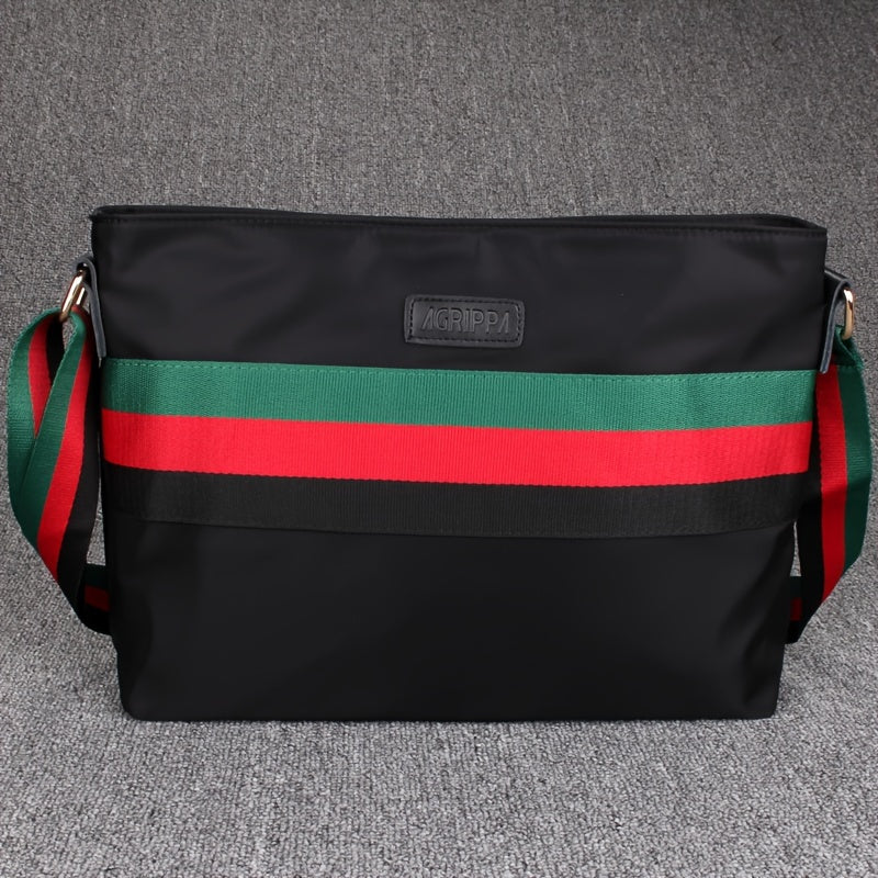 1pc New Men's Shoulder Nylon Canvas Messenger Bag, Casual Oxford Cloth Horizontal Large Capacity Business Bag