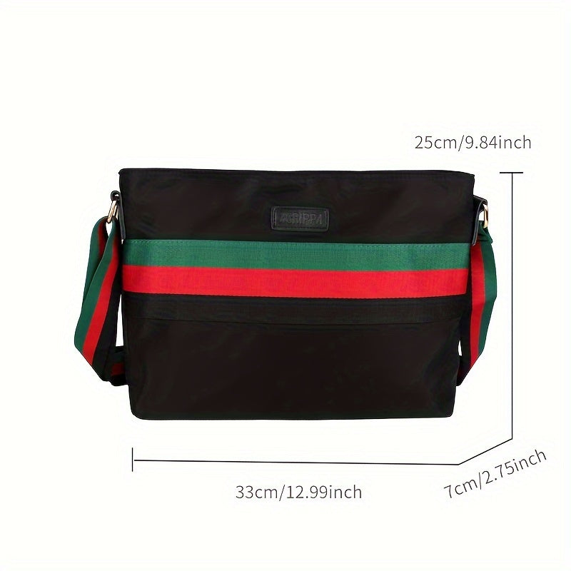 1pc New Men's Shoulder Nylon Canvas Messenger Bag, Casual Oxford Cloth Horizontal Large Capacity Business Bag